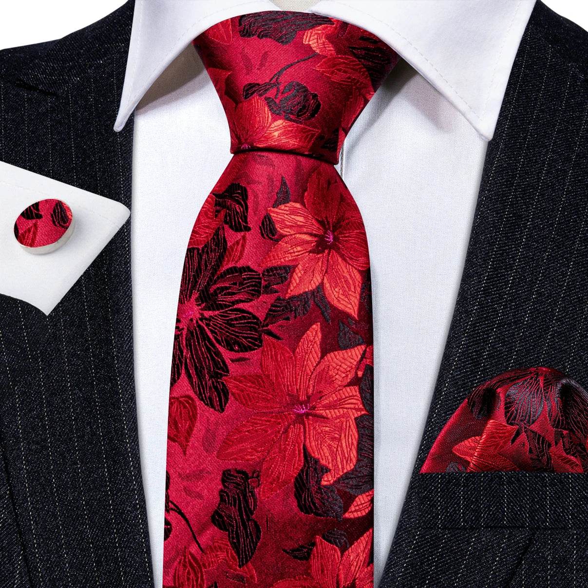 Floral Jacquard Silk Tie Set for Men - VacationGrabs