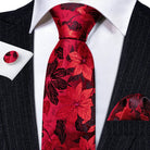 Floral Jacquard Silk Tie Set for Men - VacationGrabs