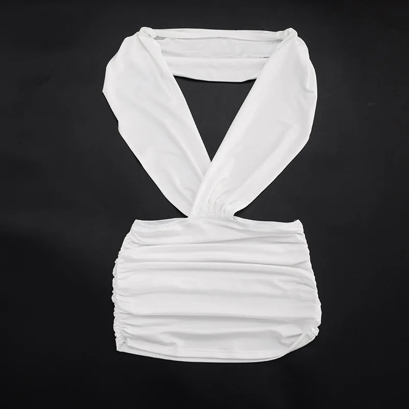 VacationGrabs Women Bodycon Mini Dress Deep V Neck Backless Ruched Sleeveless Satin Dresses Evening Party Club Night Out Holiday Wear