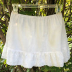VacationGrabs Women Y2k Lace Trim Mini Skirt Floral Eyelet Embroidery Half Slip Underskirts Cute Low Rise Summer Skater Skirt