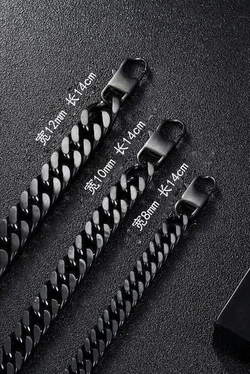 Men's Jewelry - Bracelets 10mm Black Miami Cuban Link Stainless Steel Bracelets