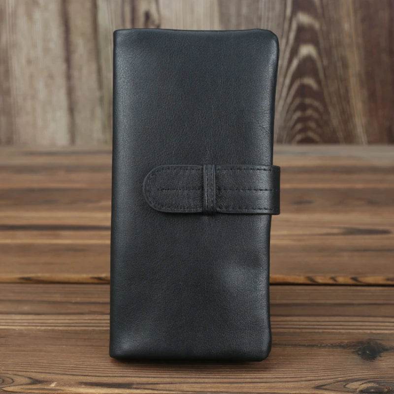 Genuine Leather Long Wallet for Men & Women Cowhide Anti-Theft Purse - VacationGrabs