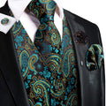 Elegant Vest and Tie Sets for Men - Red Paisley Design