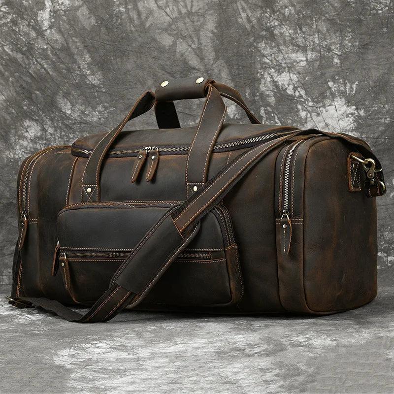 Luggage & Bags - Duffel Big Capacity Leather Baggage Bag for Men Travel Weekender Bags