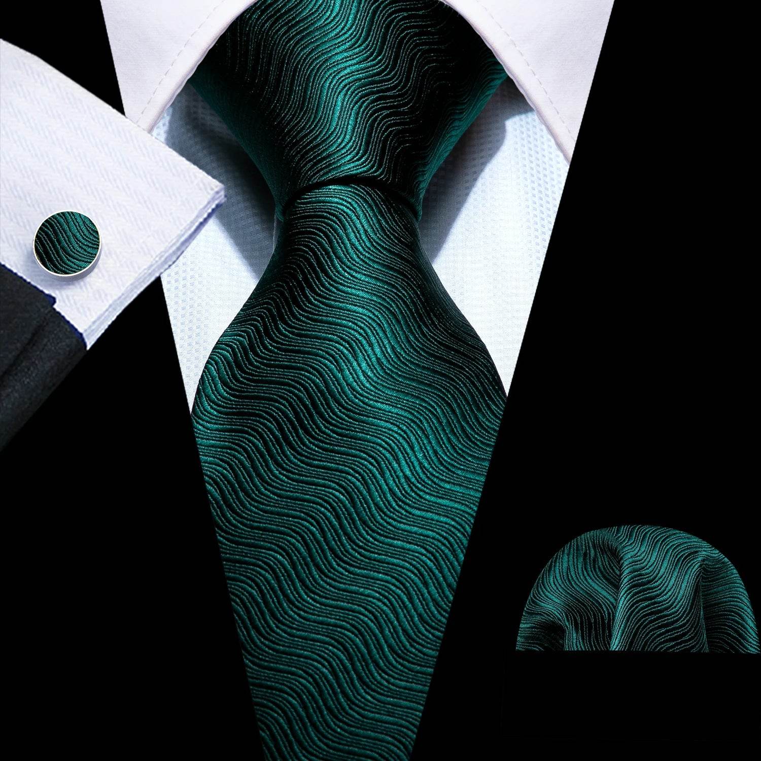 Green Silk Tie Set for Men: Multiple Shades Available - VacationGrabs