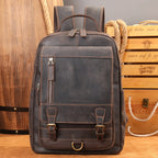 Retro Genuine Leather Double-Shoulder Backpack - European Retro Style