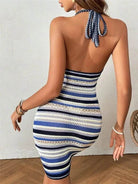 Summer Halter Backless Dress Crochet Knit Sexy Sheath - VacationGrabs