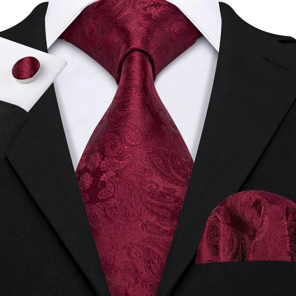Red Silk Tie Set for Men: Burgundy, Maroon, & More - VacationGrabs