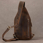 Crazy Horse Leather Men’s Chest Bag Top Layer Cowhide Sling - VacationGrabs