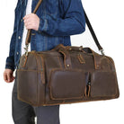 Super Large 62cm Men's Leather Duffel Travel Bag – Vintage Style - VacationGrabs