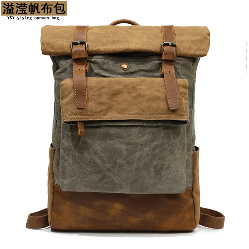 New Outdoor Travel Backpack Genuine Crazy Horse Leather Casual Backpack for Men