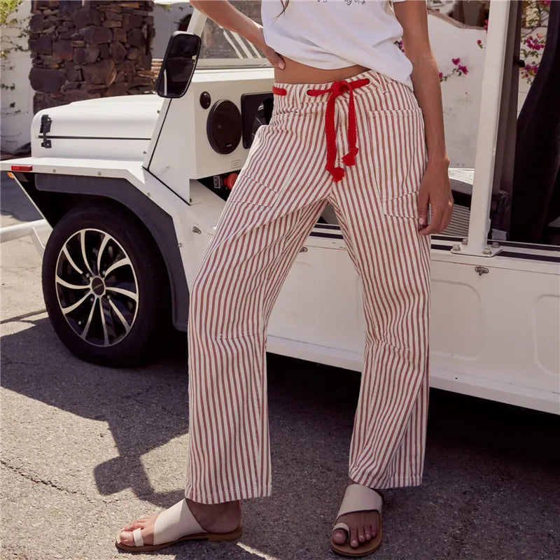 VacationGrabs Vintage Cargo Jeans Women Drawstring Waist Loose Barrel Leg Denim Pants Casual Streetwear Y2K Grunge Summer Trousers