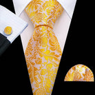 Gold & Beige Silk Tie Set for Men - VacationGrabs