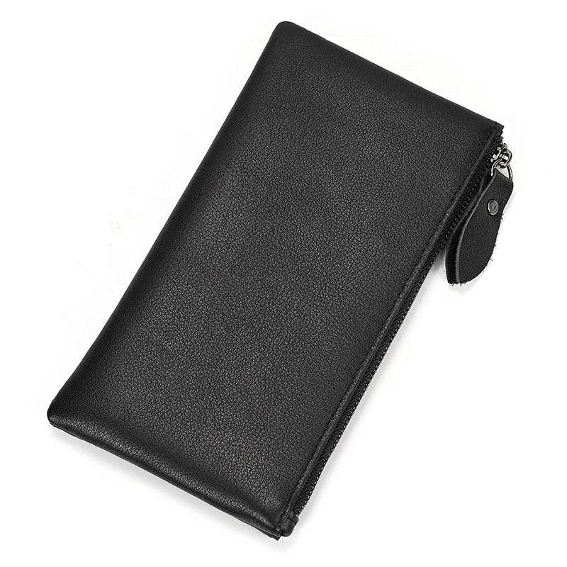 Leather Cellphone Pouch Wallet for Men & Women Long Slim Zipper Purse - VacationGrabs