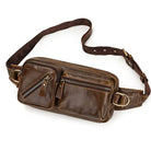 Men's Single Shoulder Crossbody Real Cowhide Waist Pack Chest Bag - VacationGrabs