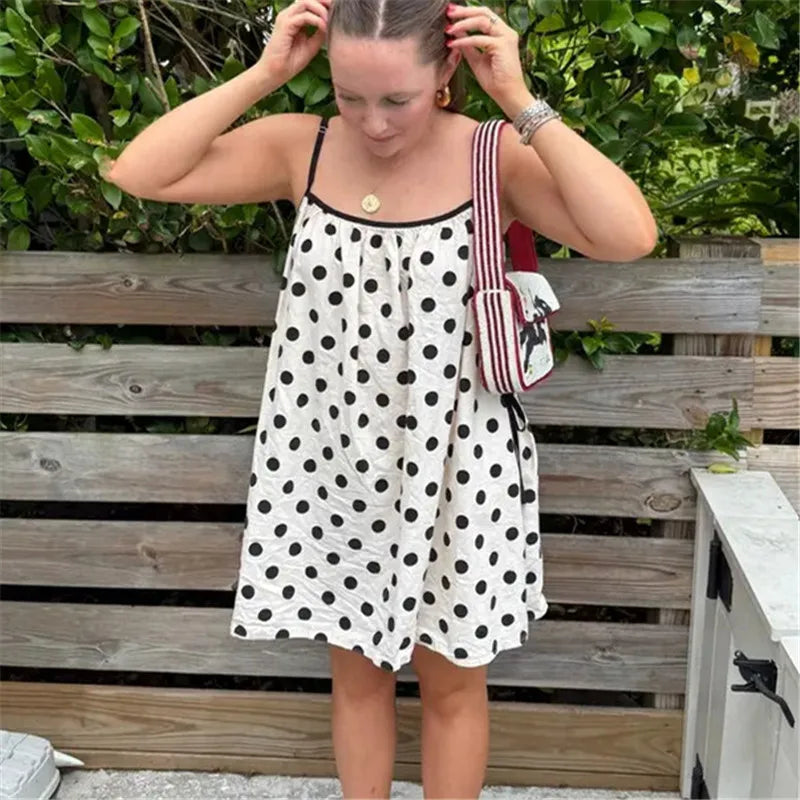 women's polka dot mini dress, lightweight and casual for summer outings