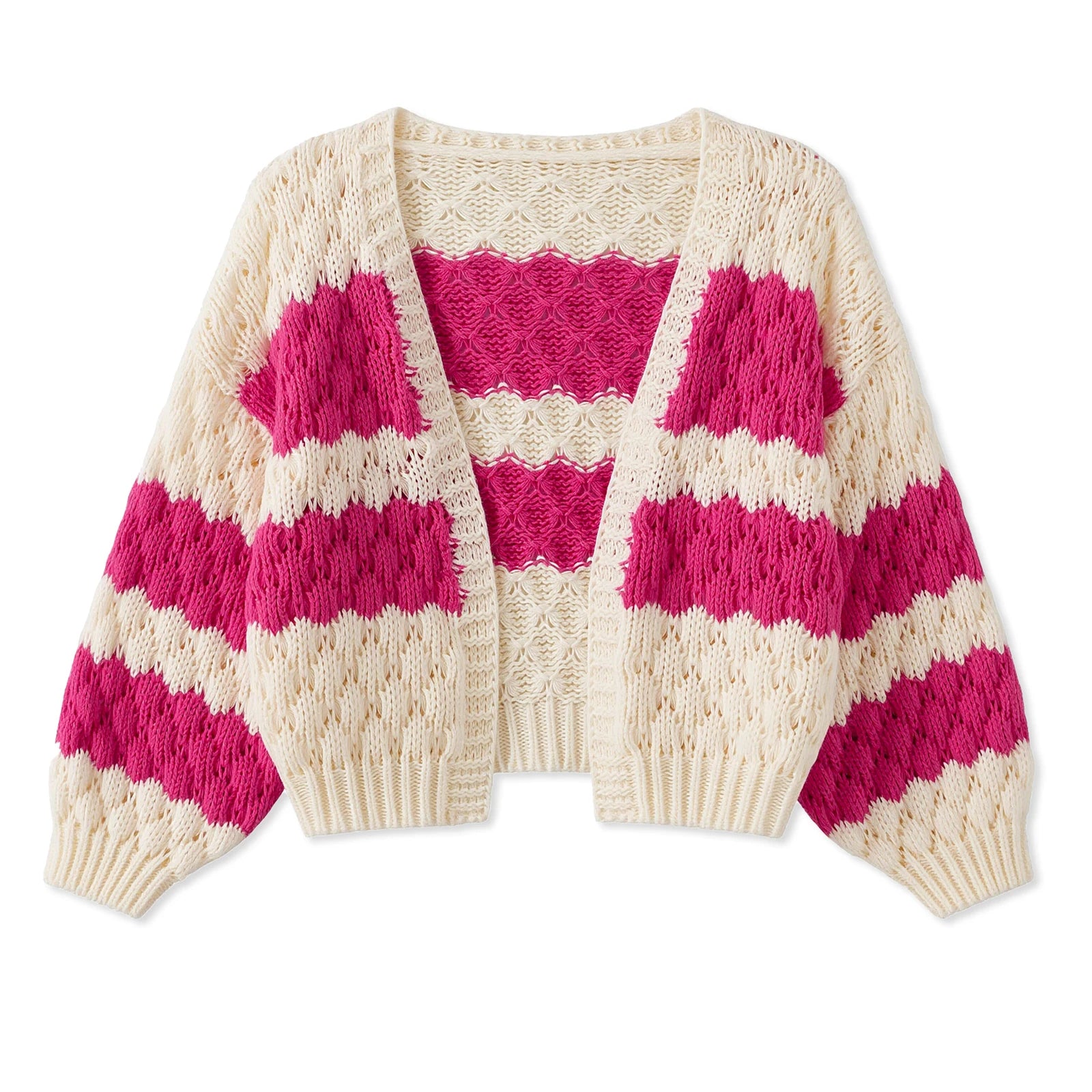 VacationGrabs Women Oversized Cardigan Sweaters Color Block Long Sleeve Chunky Knit Sweaters Coat Y2K Open Front Colorful Cardigans