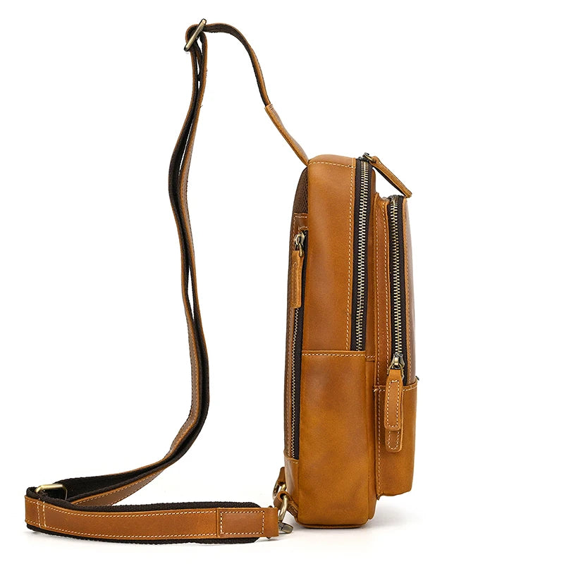 Men's Genuine Leather Crossbody Sling Bag | Black & Coffee