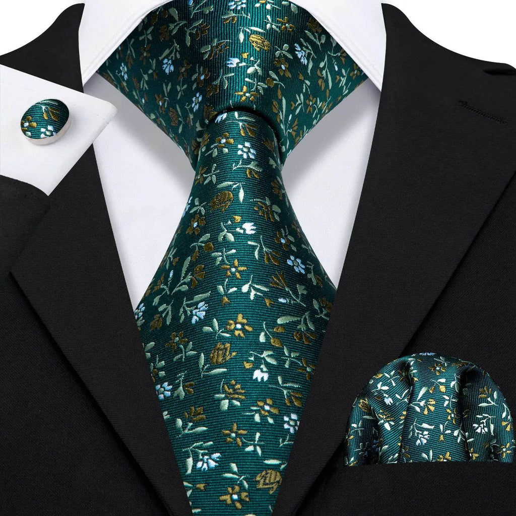 Floral Jacquard Silk Tie Set for Men - VacationGrabs