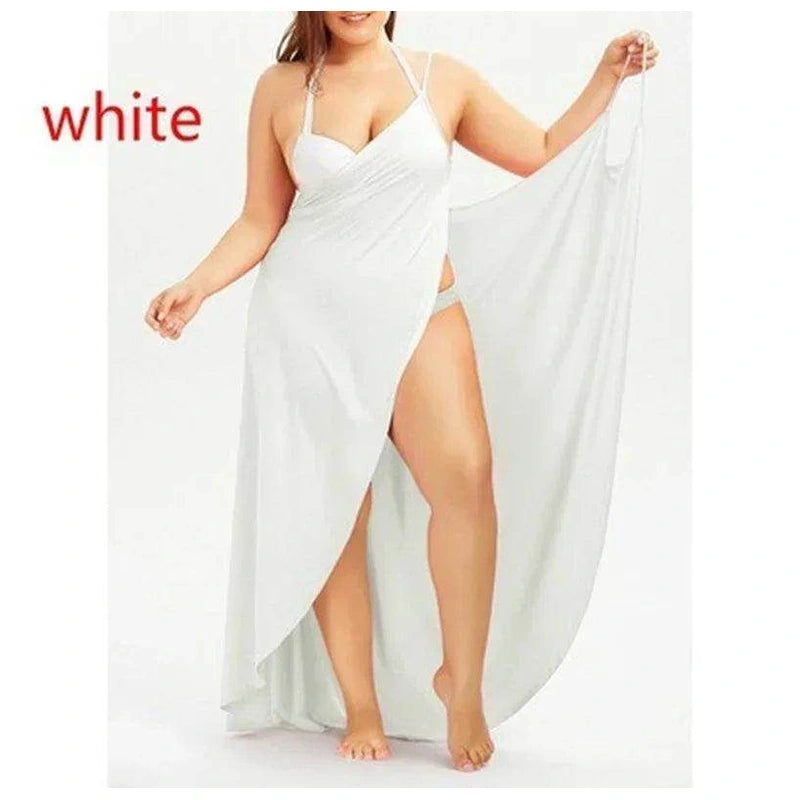 Plus Swimwear Cover-Up Summer Beach Pool Dress - VacationGrabs