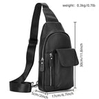 100% Genuine Leather Sling Bag Messenger Bag for Men Black - VacationGrabs