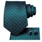 Teal Blue Dot Stripe Silk Tie Set for Men - VacationGrabs