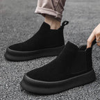 Men’s Genuine Leather Mid Top Boots British Style Chelsea - VacationGrabs