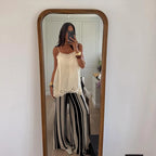 VacationGrabs Women Lace Trim Satin High Low Tops Silk Spaghetti Strap Side Split Asymmetrical Cami Top Flowy Silky Layering Tops