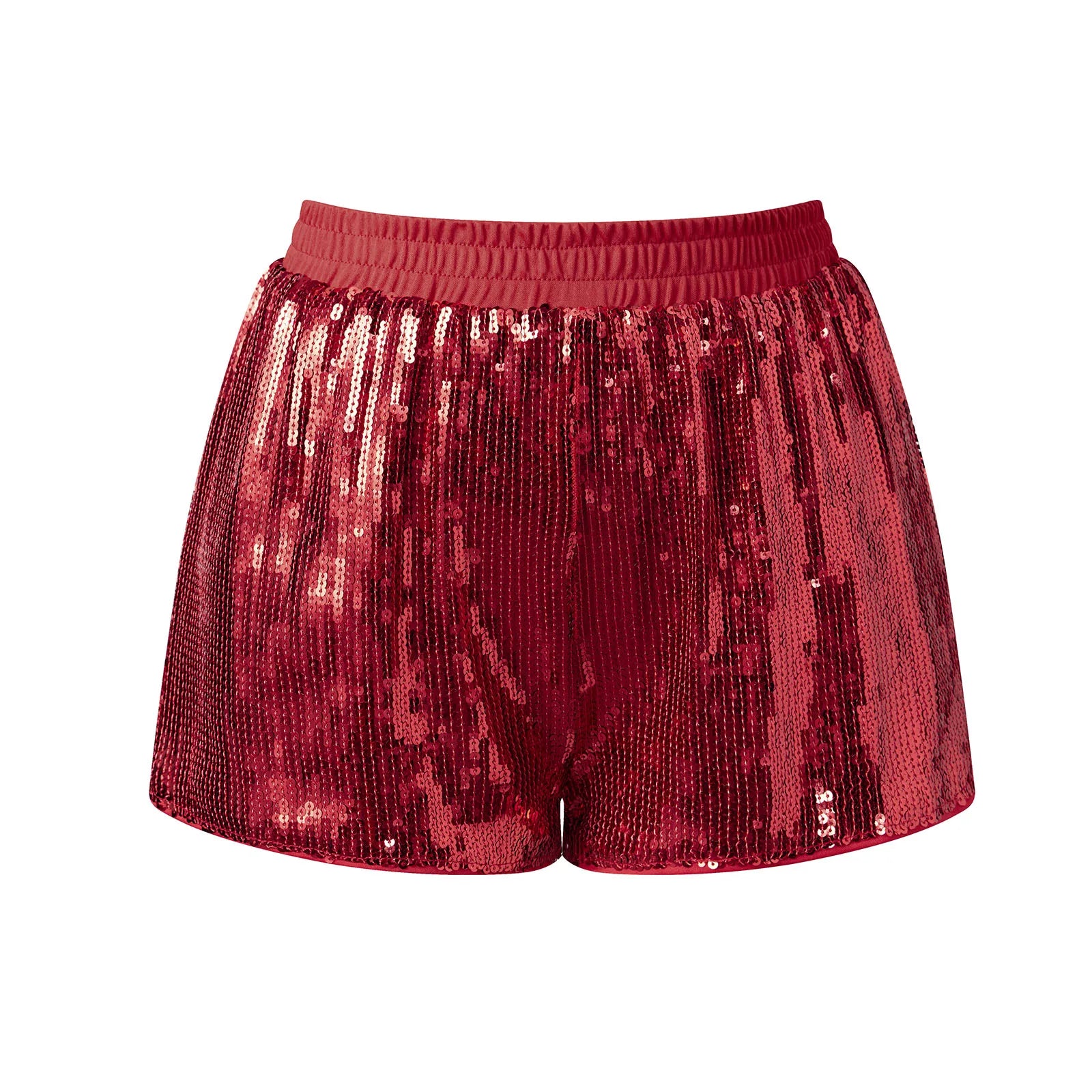 VacationGrabs Y2K Sparkle Sequined Shorts Elastic Waist Loose Fit Glitter Hot Pants Women Nightclub Rave Festival Party Casual Bottoms