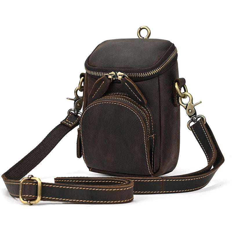 Men's Genuine Leather Sling Bag | Vintage Crossbody Chest Bag