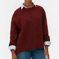 VacationGrabs Women Y2K Oversized Sweater Preppy Long Sleeve Crew Neck Solid Color Loose Grunge Pullover Ribbed Knit Jumpers Top