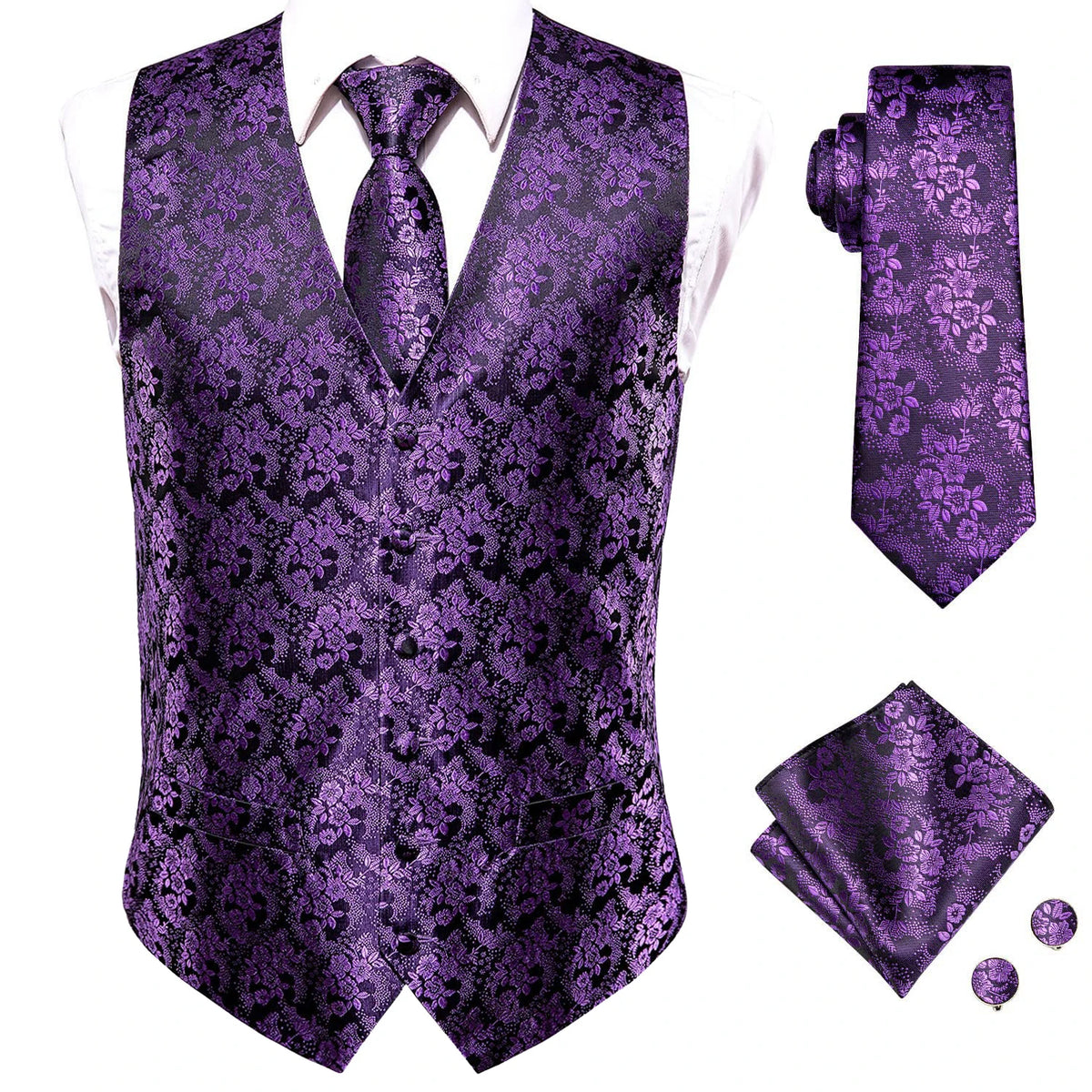 Elegant Floral Necktie How to Tie Set for Men