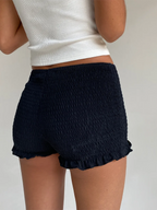 VacationGrabs Women Casual Lounge Shorts Sexy Low Waist Smocked Micro Shorts Shirred Mini Shorts Summer Y2k Pajama Shorts