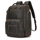 Vintage Crazy Horse Leather Backpack Men Travel Laptop School Bag - VacationGrabs