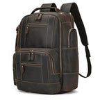 Vintage Crazy Horse Leather Backpack Men Travel Laptop School Bag - VacationGrabs