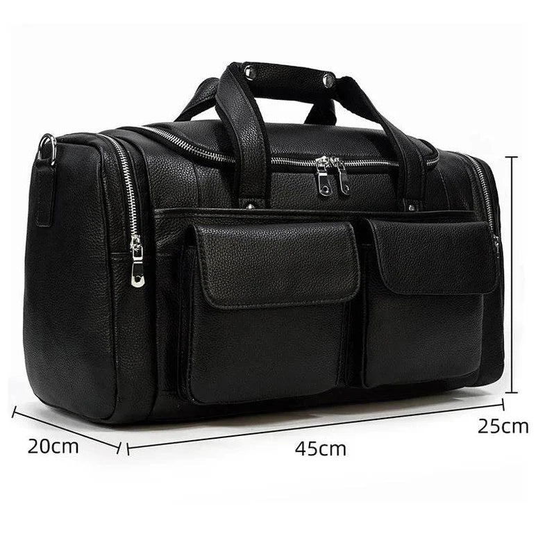 Large Genuine Leather Travel Bag – Soft Cowhide Weekender - VacationGrabs