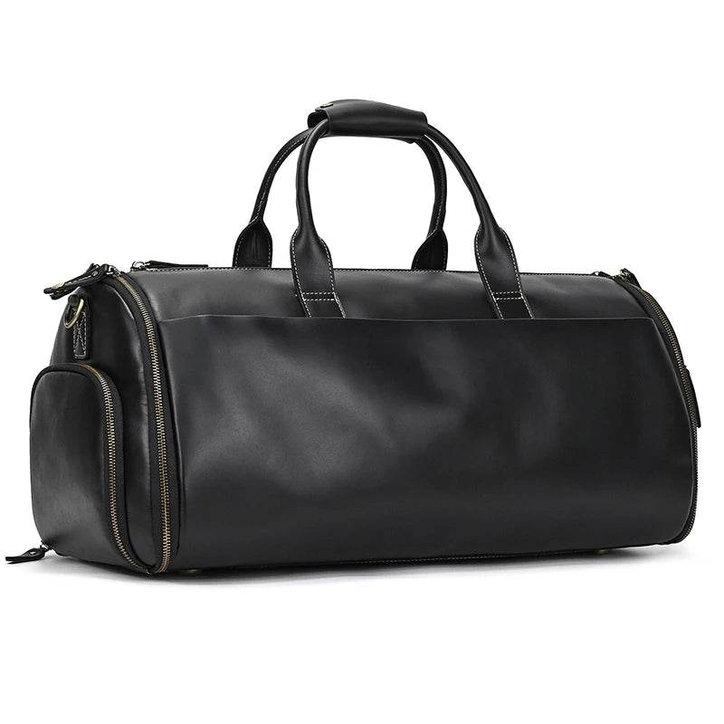 Fashion Leather Duffel Bag – Folding Bag for Suits and Travel - VacationGrabs