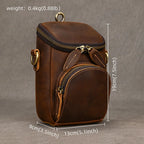 Crazy horse multi functional belt men's cowhide first layer Retro leather messenger small shoulder cowhide fanny pack