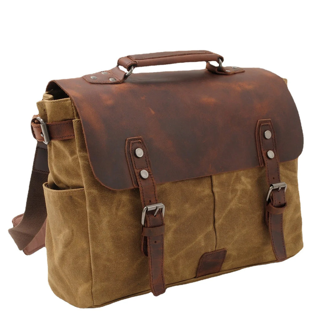 Large Men's Genuine Leather Briefcase 13" Laptop Bag
