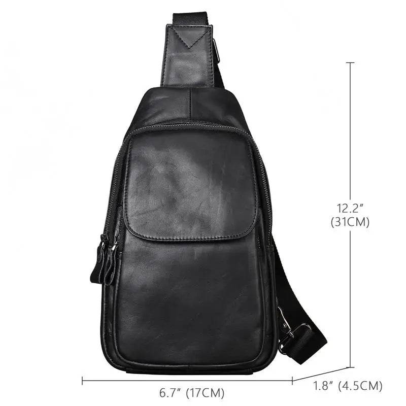 Casual Men Bags Leather Chest Bag Crossbody Cowhide Shoulder - VacationGrabs