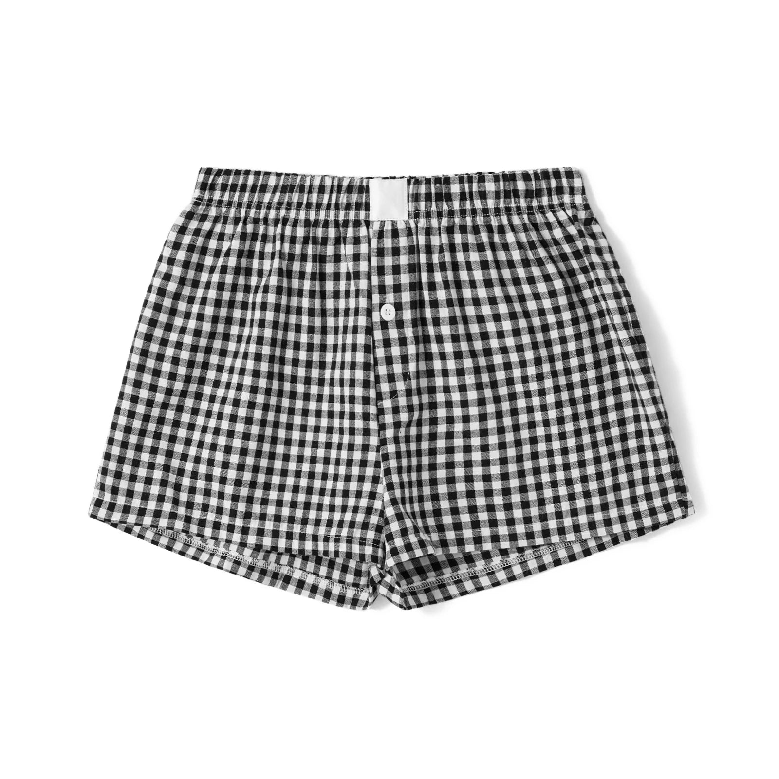VacationGrabs Women Y2k Gingham Boxer Shorts Stripes Button Elastic Waist Boxers Cute Mini Bloomers Plaid Loose Fit Boy Shorts