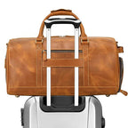 Crazy Horse Leather Fitness Travel Duffel Bag Men’s Dry and Wet Separation - VacationGrabs