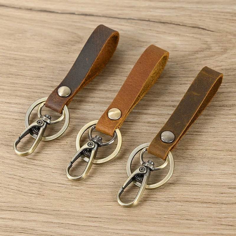 Genuine Leather Key Case for Men & Women Crazy Horse Wallet Key Holder - VacationGrabs