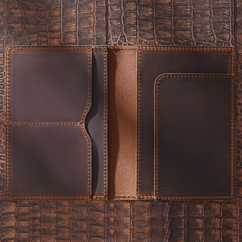 Genuine Leather Passport Holder - Vintage Travel Wallet, Handmade, RFID Blocking Cover
