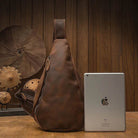 Designer Leather Shoulder Bag Crazy Horse Leather Sling Bag - VacationGrabs