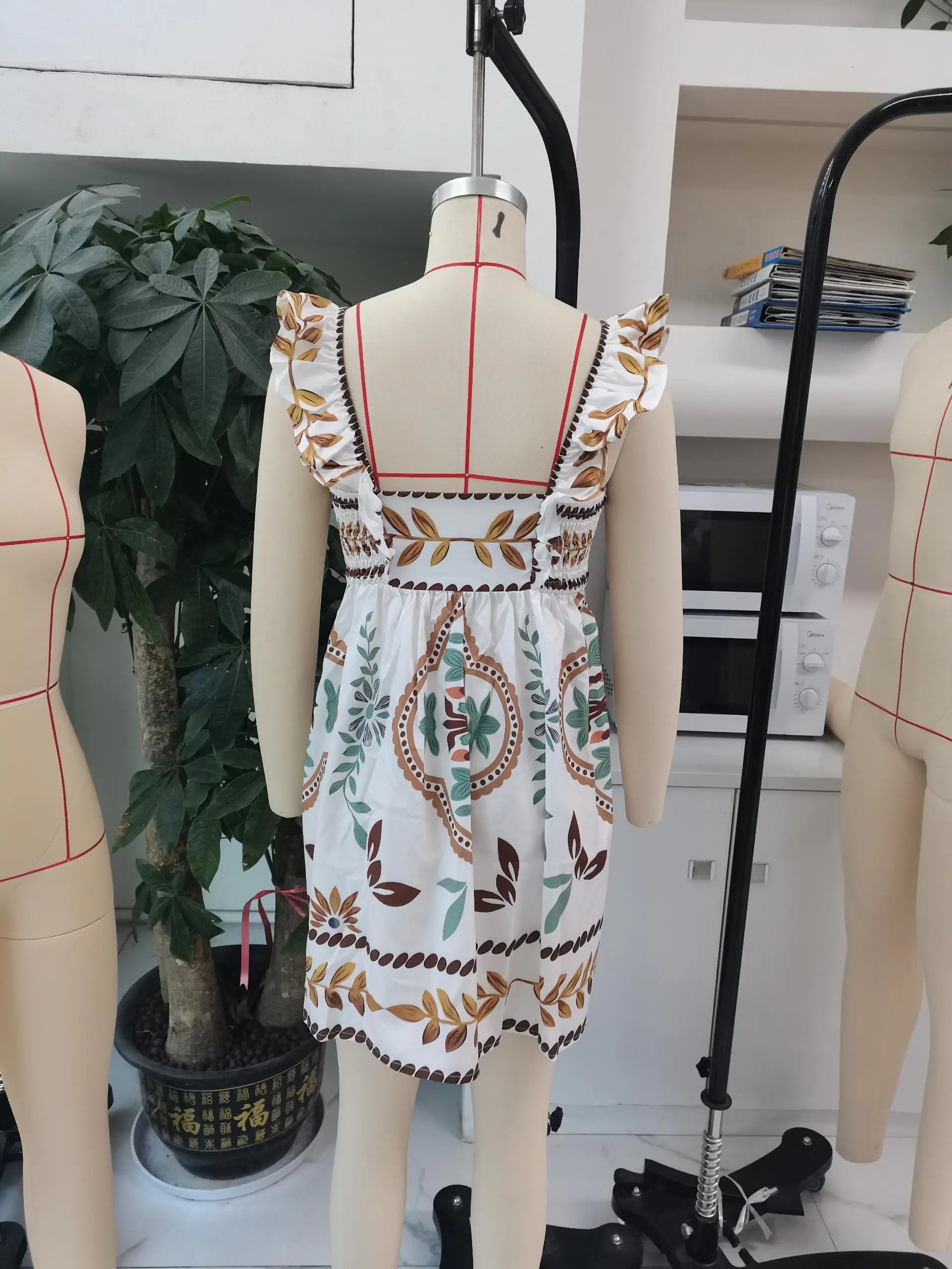 Women's Summer Mini A-Line Dress Ruffle Sleeveless Square Neck Short Flowy Dress Vintage Bohemian Beach Holiday Dress