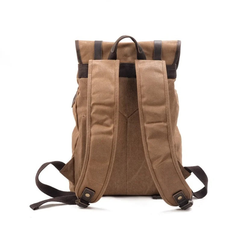 Nesitu A4 Vintage Green Black Khaki Grey 14 15.6'' Laptop Genuine Leather Waxed Canvas Men Women Backpack Travel Bag M5105