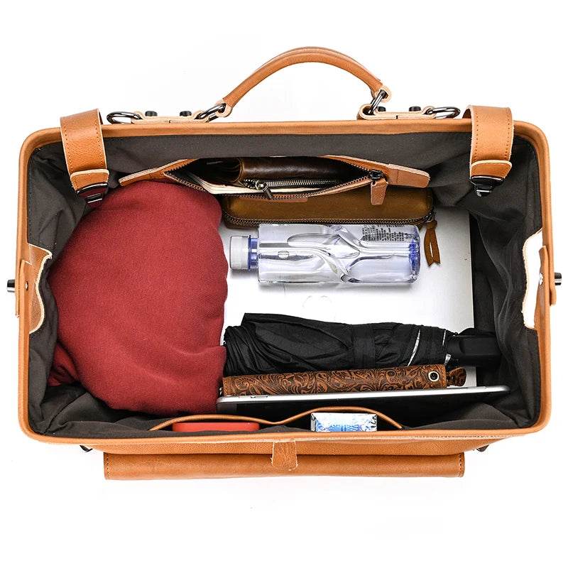 Fashionable Men’s Tote Weekender Bag Leather Travel Luggage - VacationGrabs