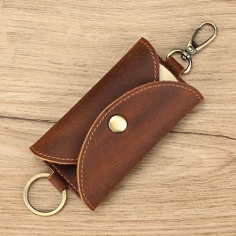 Crazy Horse Leather Keycase for Car & Coin Wallet Genuine Leather - VacationGrabs