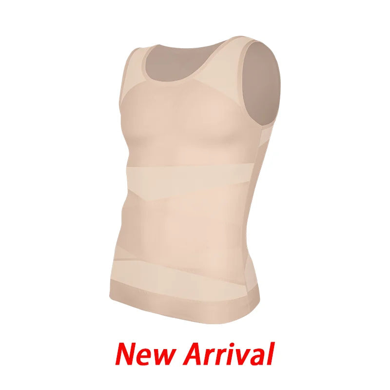 Mens Compression Shirts Body Shaper Slimming Undershirt Tank Tops  Sleeveless Workout Tummy Control Shapewear Vest